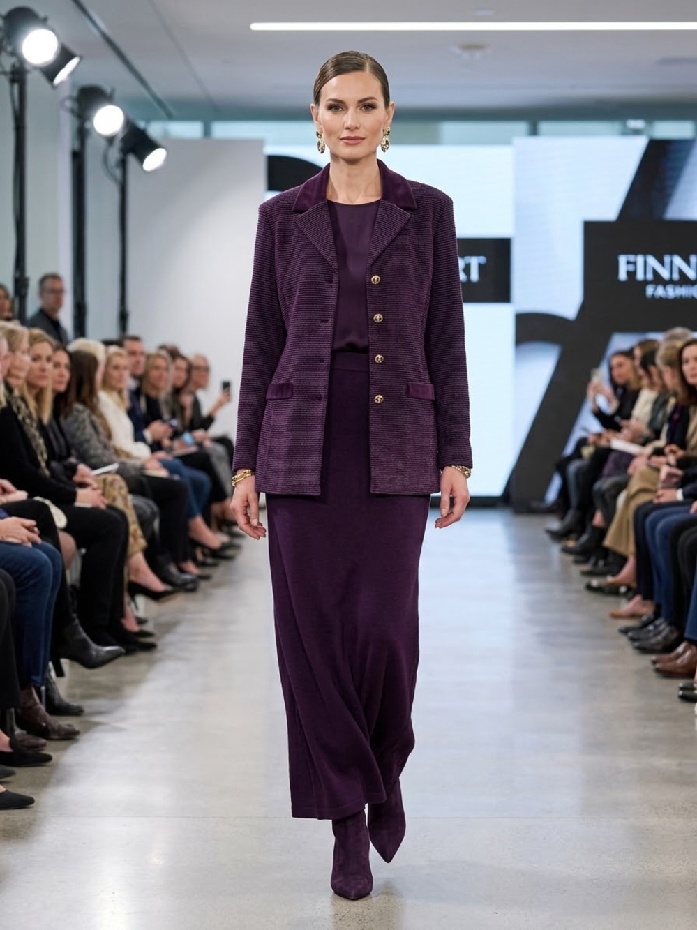 St. John Plum Purple Textured Blazer with Velvet Trim